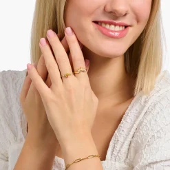Hot Bague arborant des rayons de soleil et des gemmes multicolores dorée Femme Bagues|Placage Or 18 Carats - Argent 925