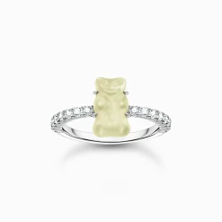 Best Bague avec mini Ours d’or blanc et pierres, argent Femme Bagues|Argent 925