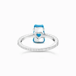 New Bague avec mini Ours d’or bleu et pierres, argent Femme Bagues|Argent 925