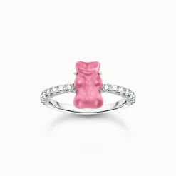 Best Sale Bague avec mini Ours d’Or rose et pierres, argent Femme Bagues|Argent 925