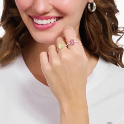 Best Sale Bague avec mini Ours d’Or rose et pierres, argent Femme Bagues|Argent 925