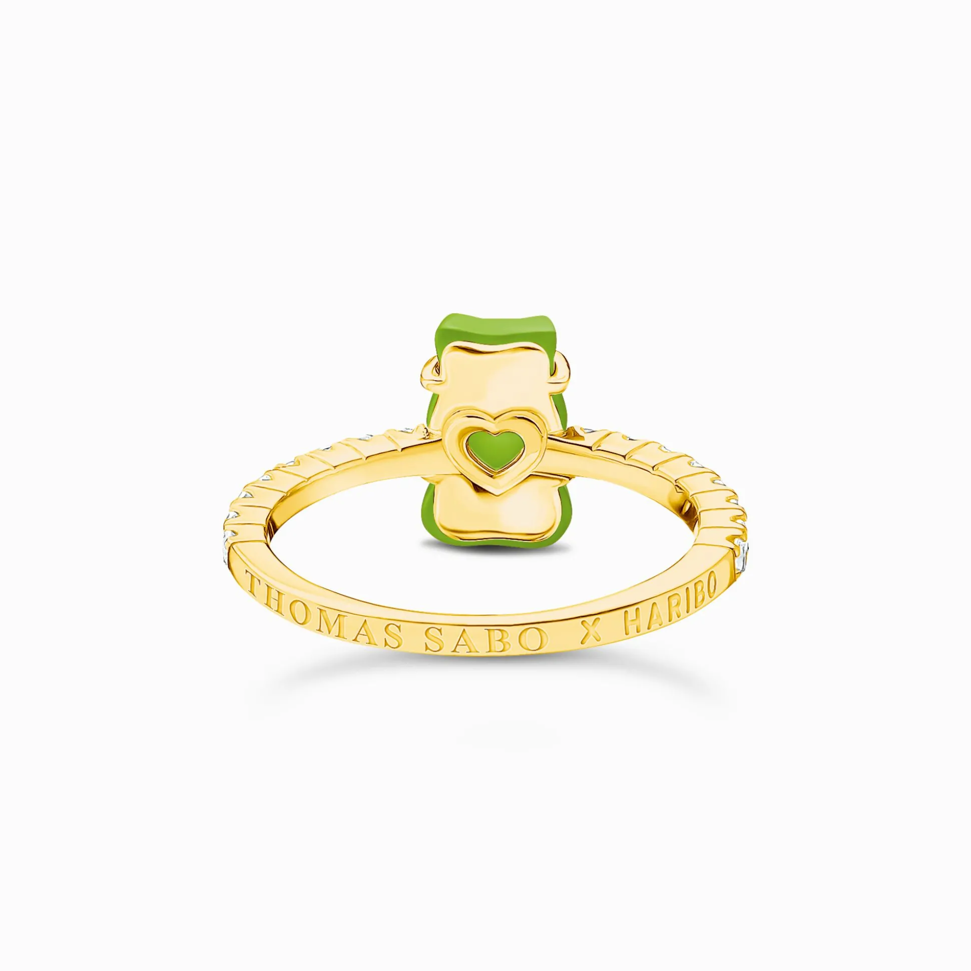 Flash Sale Bague avec mini Ours d’or vert et pierres, dorée Femme Bagues|Placage Or 18 Carats - Argent 925