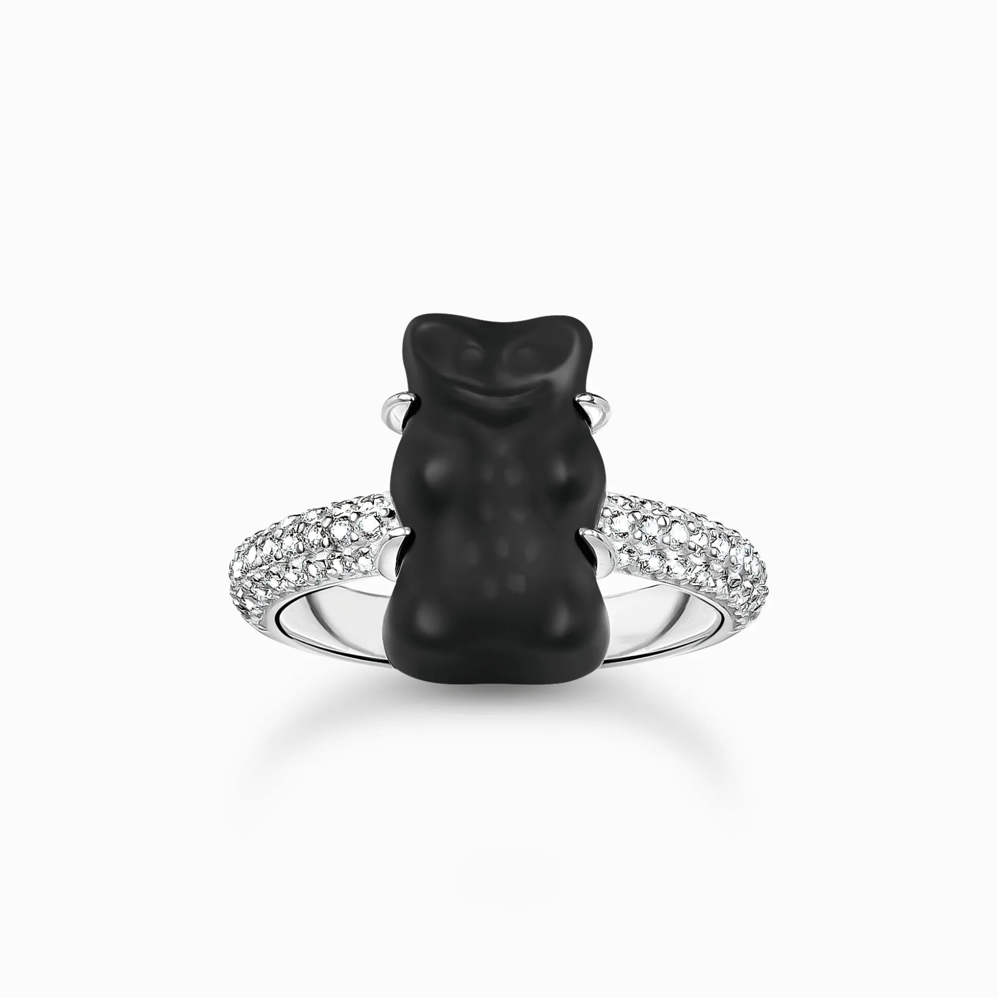Clearance Bague avec Ours d’Or noir et pierres, argent Femme Bagues|Bagues