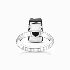 Clearance Bague avec Ours d’Or noir et pierres, argent Femme Bagues|Bagues