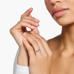 Discount Bague avec pierres blanches argent Femme Bagues