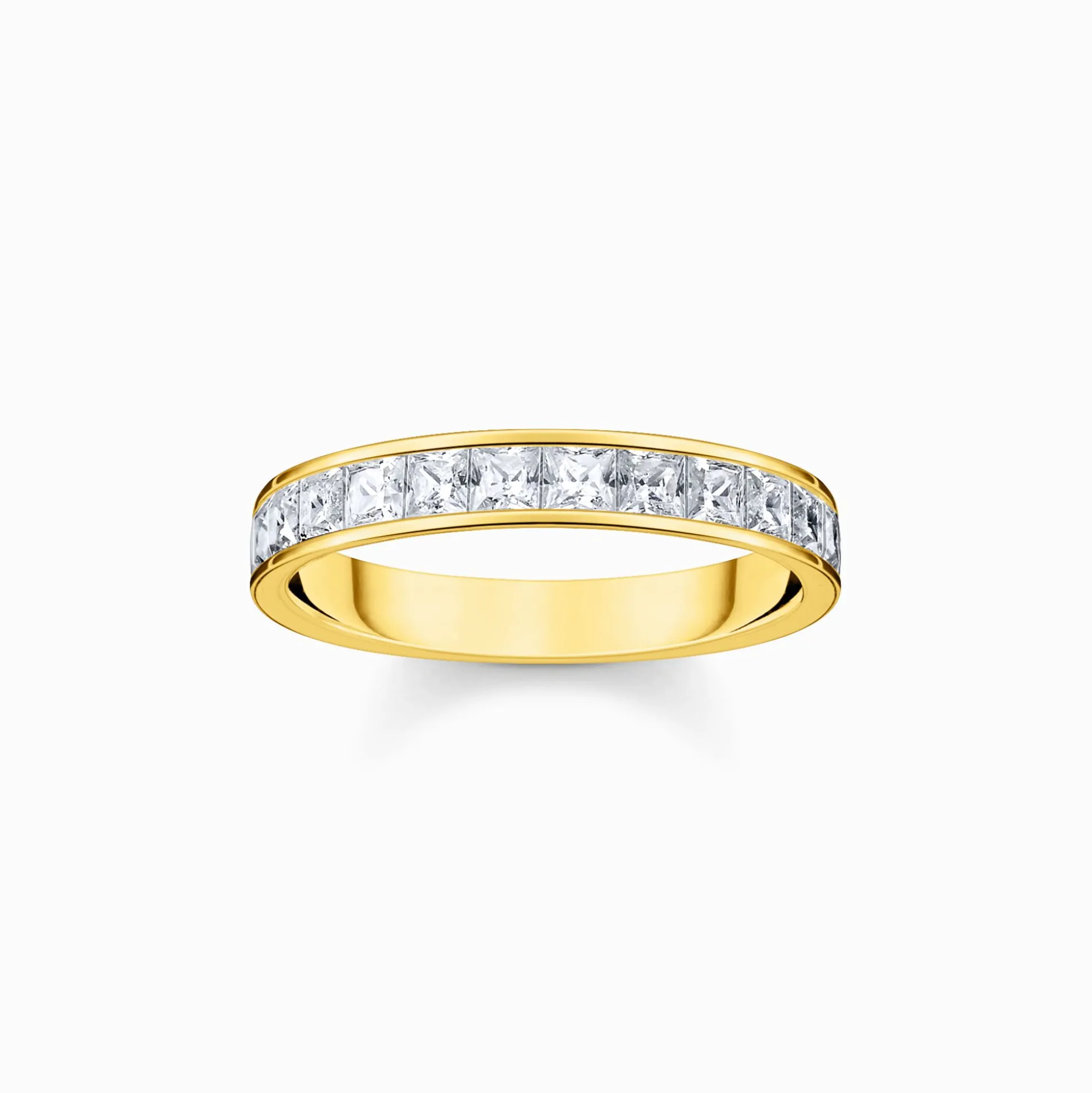 New Bague avec pierres blanches pavé plaqué or Femme Bagues|Placage Or 18 Carats - Argent 925