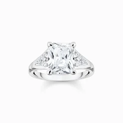 Fashion Bague avec pierres blanches argent Femme Bagues