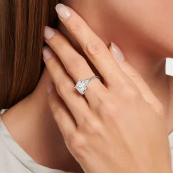 Fashion Bague avec pierres blanches argent Femme Bagues