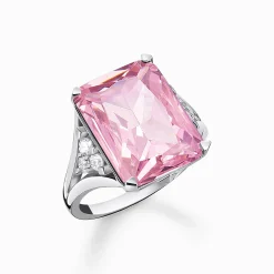 Flash Sale Bague avec pierres roses et blanches argent Femme Bagues