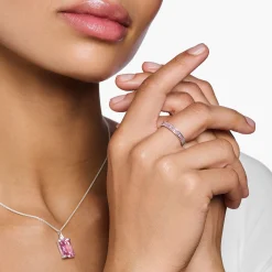 Best Sale Bague avec pierres roses pavé argent Femme Bagues|Argent 925