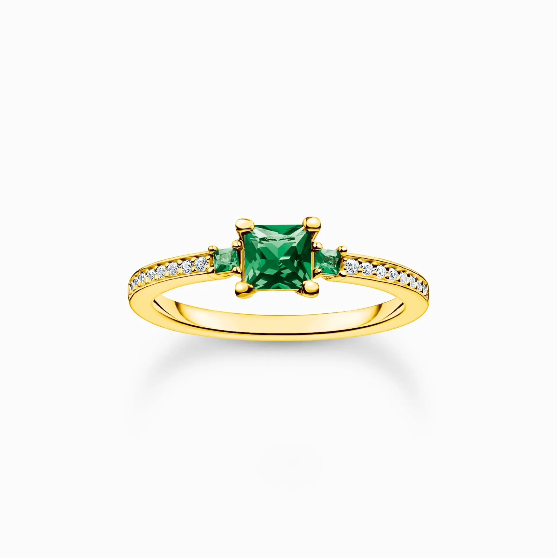 Shop Bague avec vertes et pierres blanches or Femme Bagues|Placage Or 18 Carats - Argent 925