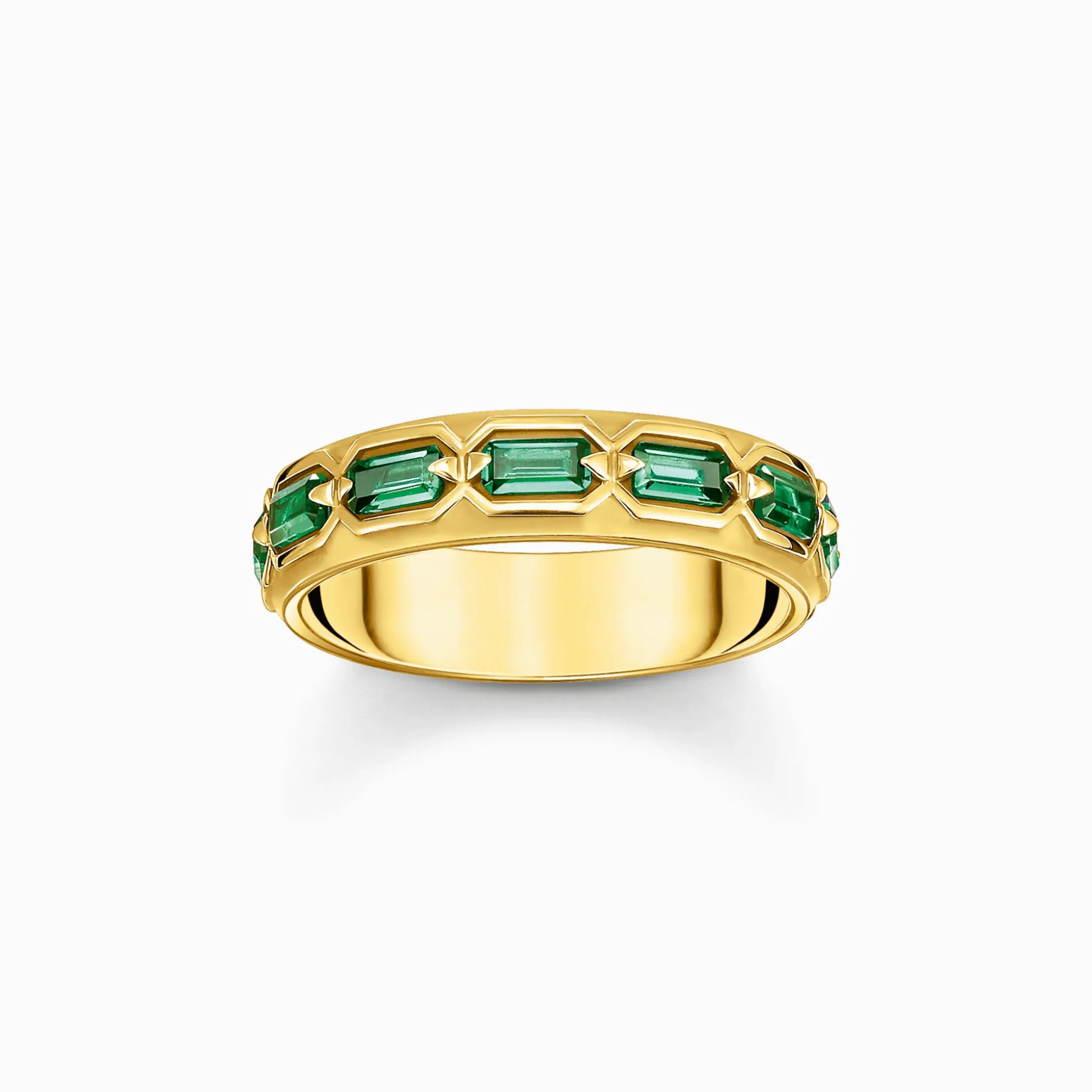 Cheap Bague écailles de crocodile dorée ornée de gemmes vert émeraude Femme Bagues|Placage Or 18 Carats - Argent 925