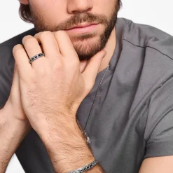 Hot Bague écailles de crocodile, argent noirci et gemmes noires Femme Bagues|Bagues