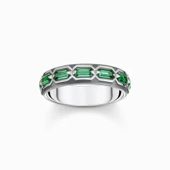 Best Sale Bague écailles de crocodile, argent noirci et gemmes vertes Femme Bagues|Bagues