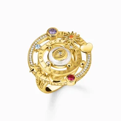 Best Bague cocktail au design cosmique avec des pierres multicolores plaquée or Femme Bagues