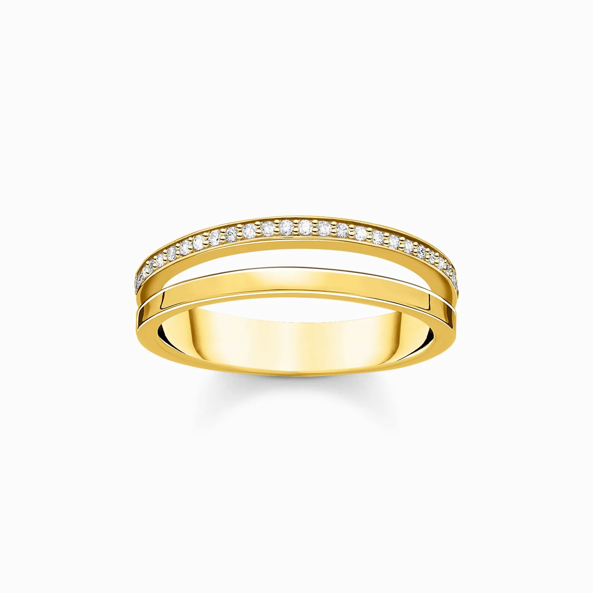 Fashion Bague double pierres blanches or Femme Bagues|Placage Or 18 Carats - Argent 925