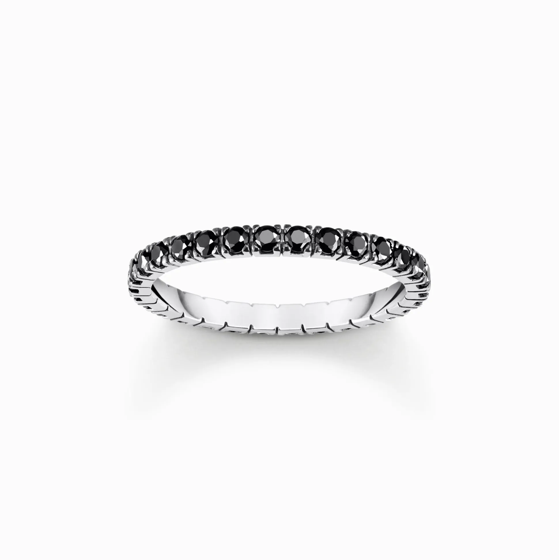 Outlet Bague en argent au design délicat avec zircon noir Femme Bagues|Argent 925