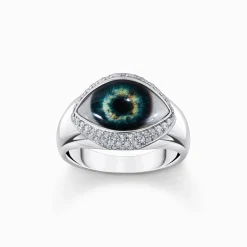 Outlet Bague en argent avec un œil qui voit tout avec des zircons blancs Femme Bagues|Argent 925