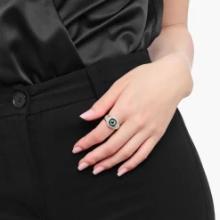 Outlet Bague en argent avec un œil qui voit tout avec des zircons blancs Femme Bagues|Argent 925