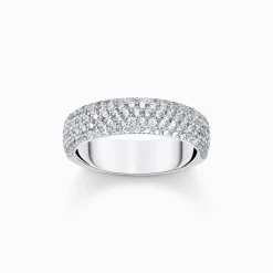 Clearance Bague en argent avec zircon blanc et gravure Femme Bagues|Argent 925