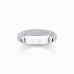 Flash Sale Bague en argent avec zircon blanc et gravure Femme Bagues|Argent 925