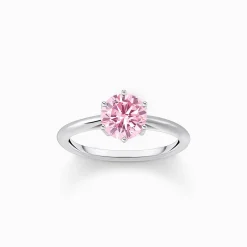 New Bague en argent avec zircon rose en taille brillant Femme Bagues|Argent 925