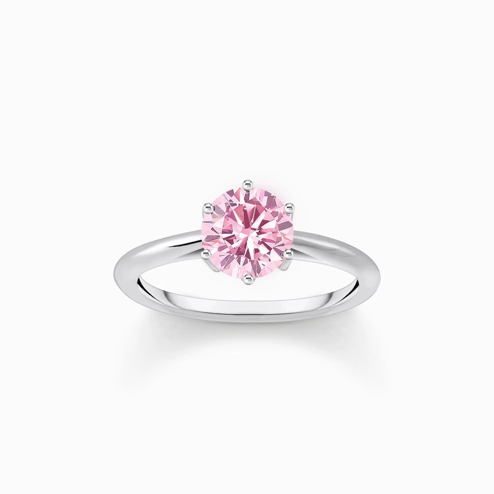New Bague en argent avec zircon rose en taille brillant Femme Bagues|Argent 925