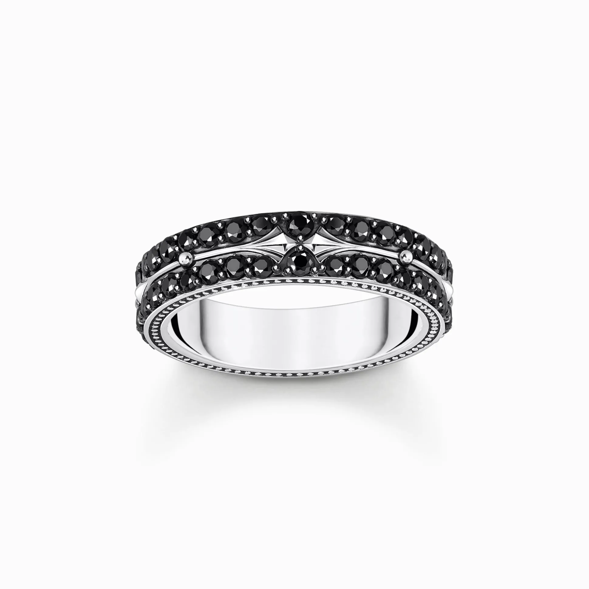 Outlet Bague en argent noirci avec zircon noir Femme Bagues|Argent 925