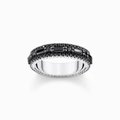 Discount Bague en argent noirci avec zircon noir Femme Bagues|Argent 925