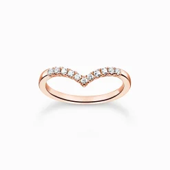 Flash Sale Bague forme en V avec pierres blanches or rose Femme Bagues|Placage Or Rose 18 Carats - Argent 925