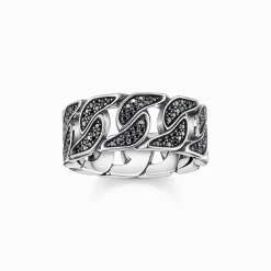 Online Bague noirci liens avec pierres noires Femme Bagues|Bagues