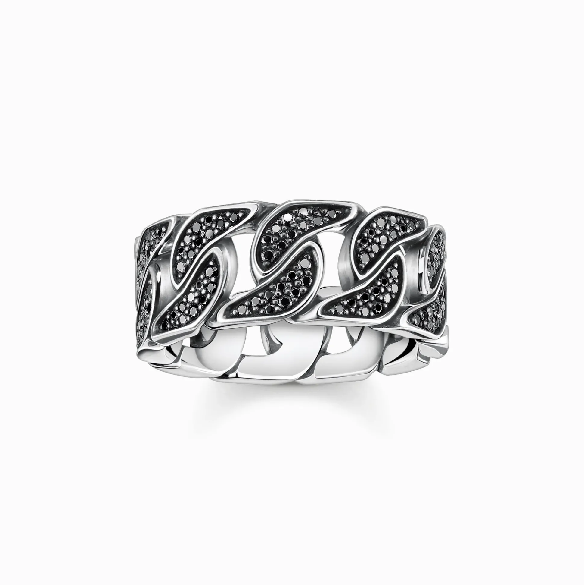 Online Bague noirci liens avec pierres noires Femme Bagues|Bagues