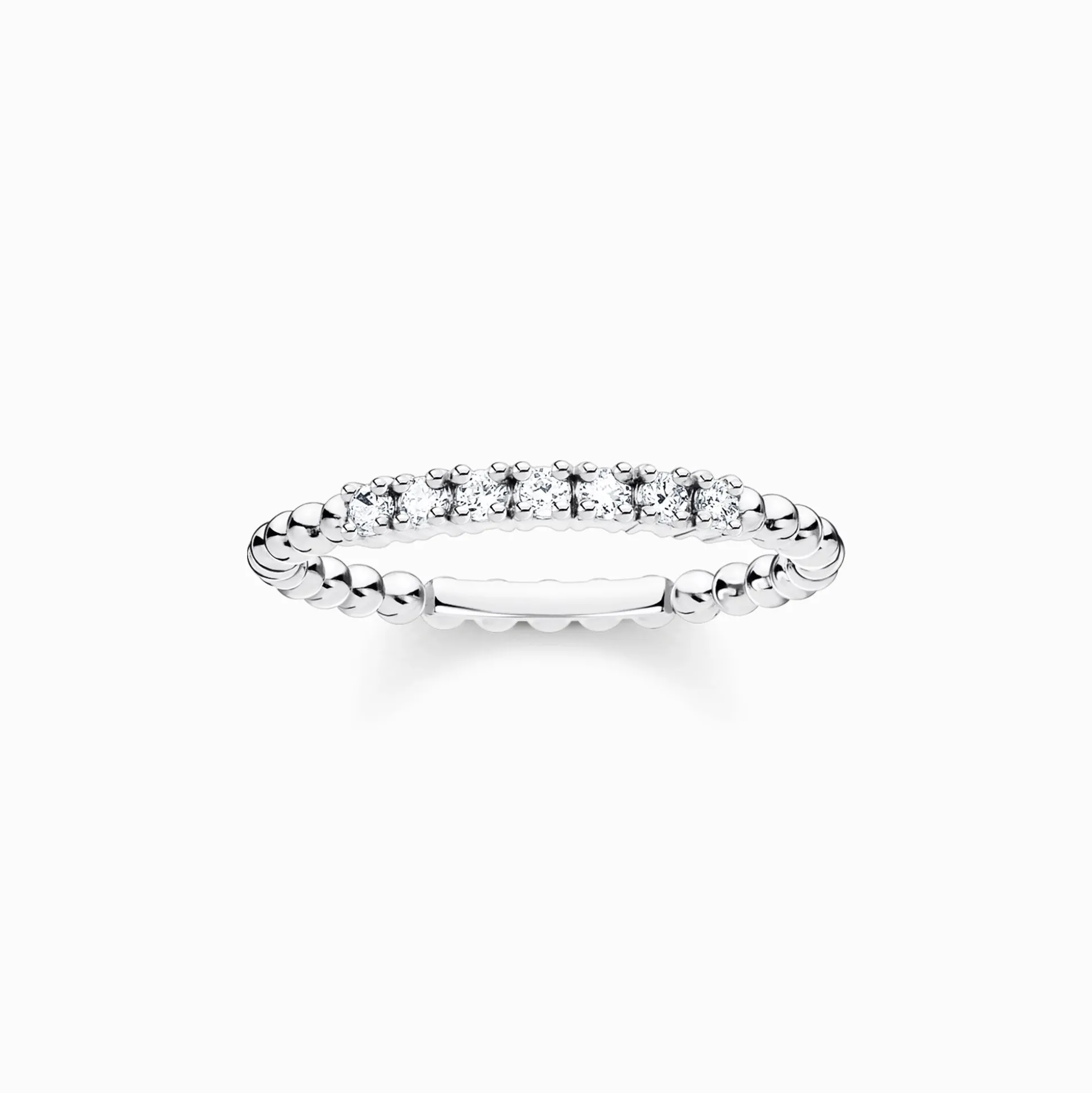 Online Bague perles avec pierres blanches argent Femme Bagues
