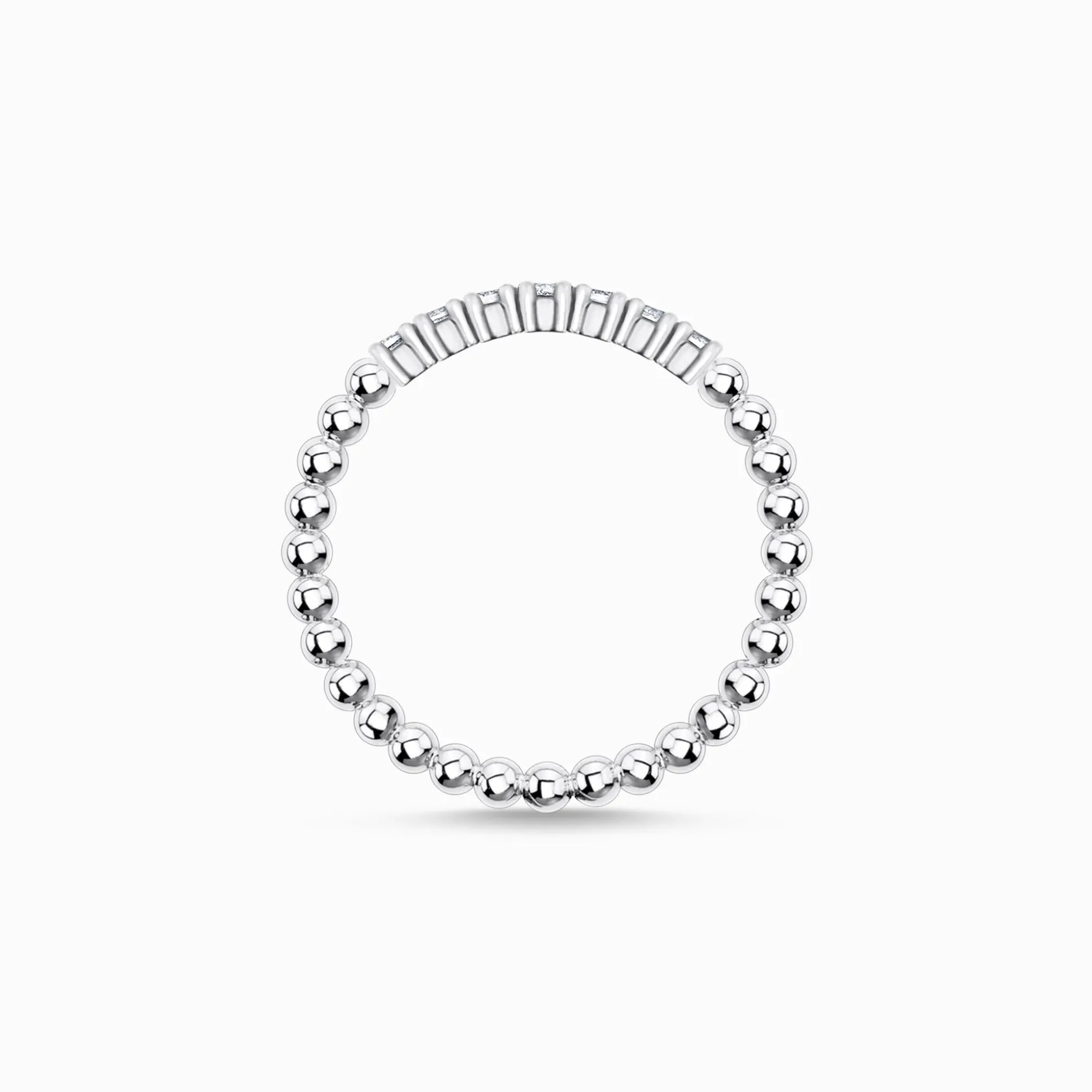Online Bague perles avec pierres blanches argent Femme Bagues