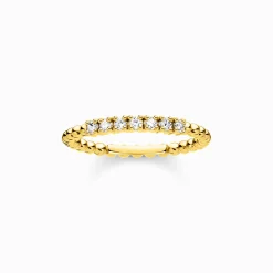 Outlet Bague perles vec pierres blanches or Femme Bagues|Placage Or 18 Carats - Argent 925