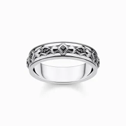 Outlet Bague pierres noires argent Femme Bagues|Bagues