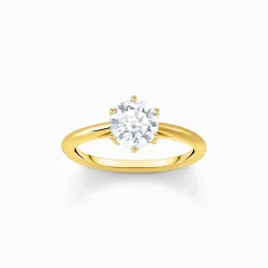 Fashion Bague plaquée or avec zircon blanc en taille brillant Femme Bagues|Placage Or 18 Carats - Argent 925