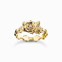 Outlet Bague Roses Romance dorée à l'or fin Femme Bagues|Placage Or 18 Carats - Argent 925