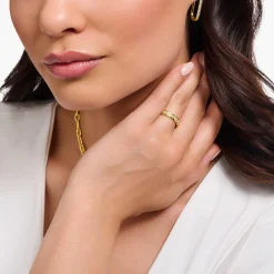 Shop Bague ruban avec des zircons blancs plaquée or Femme Bagues|Placage Or 18 Carats - Argent 925