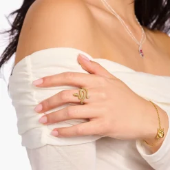 Fashion Bague serpent Tempting Romance plaquée or Femme Bagues|Placage Or 18 Carats - Argent 925