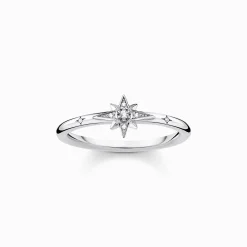 Fashion Bague étoile pierres argent Femme Bagues