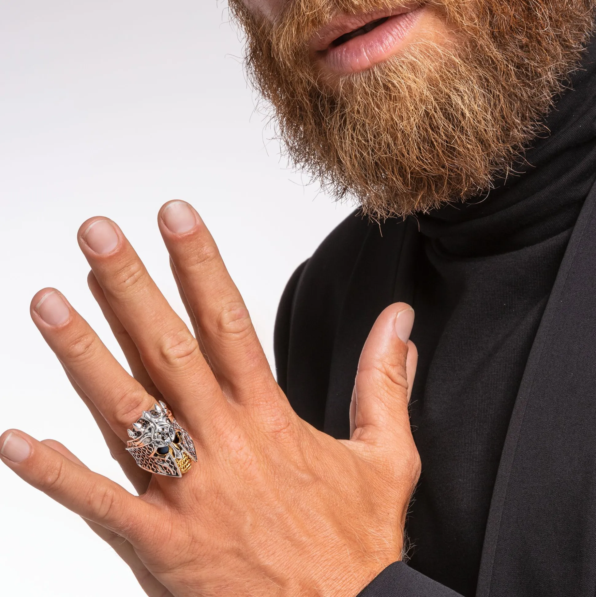 Online Bague tête de mort chevalier Femme Bagues|Placage Or 18 Carats - Argent 925