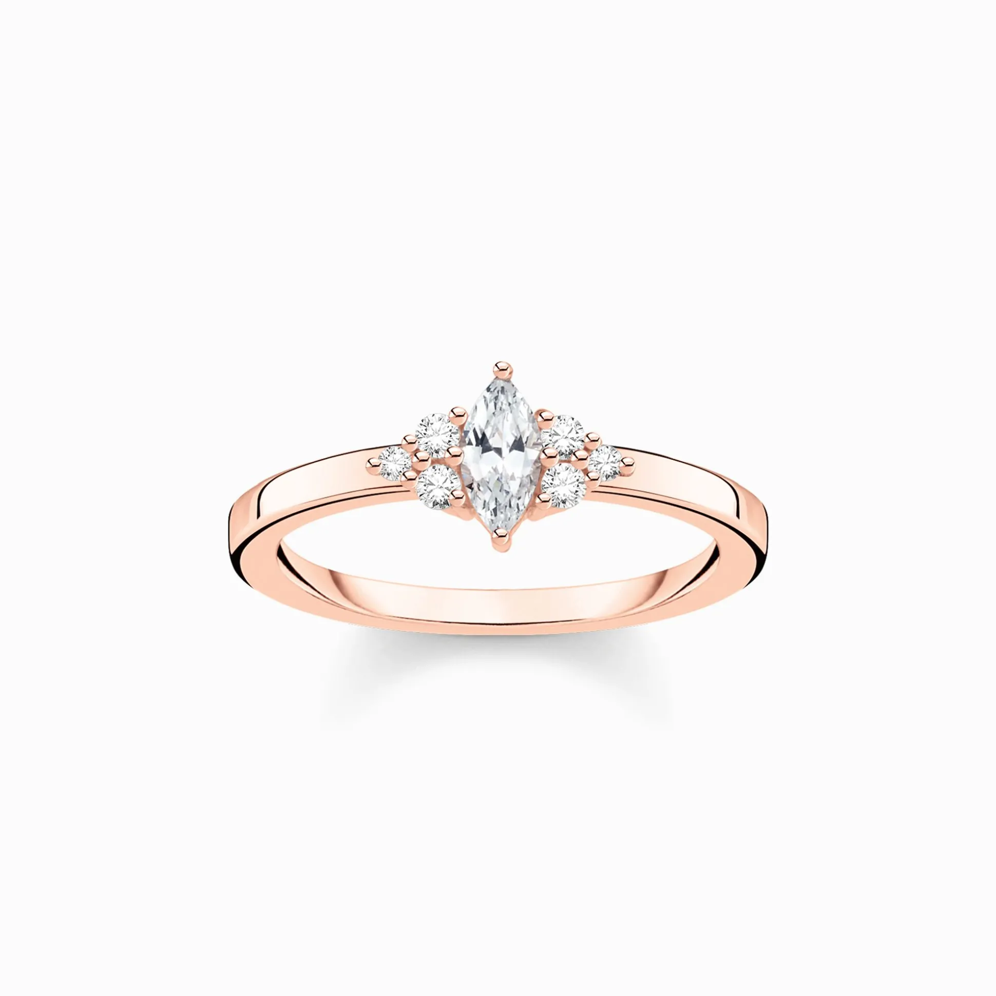 Fashion Bague vintage blanche pierres or rose Femme Bagues|Placage Or Rose 18 Carats - Argent 925