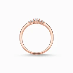 Fashion Bague vintage blanche pierres or rose Femme Bagues|Placage Or Rose 18 Carats - Argent 925