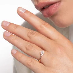Fashion Bague vintage blanche pierres or rose Femme Bagues|Placage Or Rose 18 Carats - Argent 925