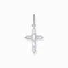 Flash Sale Boucle d'oreille croix en argent avec zircon blanc Femme Créoles|Argent 925