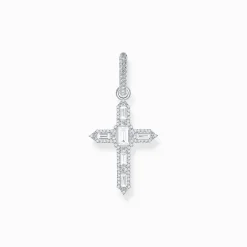 Flash Sale Boucle d'oreille croix en argent avec zircon blanc Femme Créoles|Argent 925