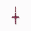 Clearance Boucle d'oreille simple croix noircie en argent avec pierres rouges rubis Femme Créoles|Argent 925