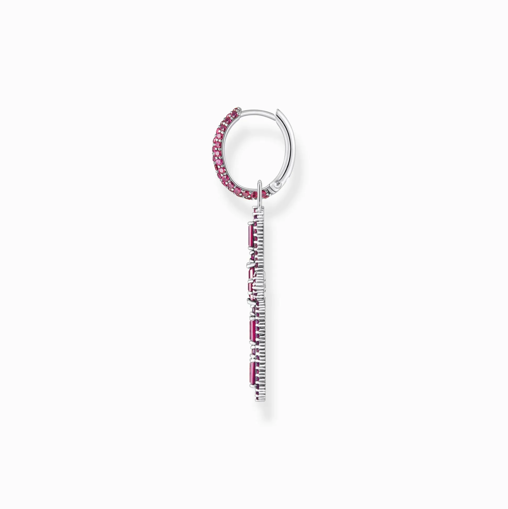 Clearance Boucle d'oreille simple croix noircie en argent avec pierres rouges rubis Femme Créoles|Argent 925