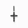 Store Boucle d'oreille simple croix noircie en argent avec zircon noir Femme Créoles|Argent 925
